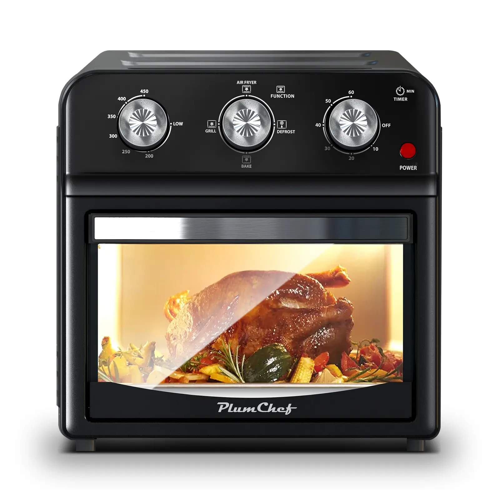 12.5 Qt Air Fryer With Advanced Multi-Function Cooking Grill, Air Fry, Defrost, Bake, Presets For French Fries, Pizza, Chicken, Fish, And Toast, Dual Knob Contr