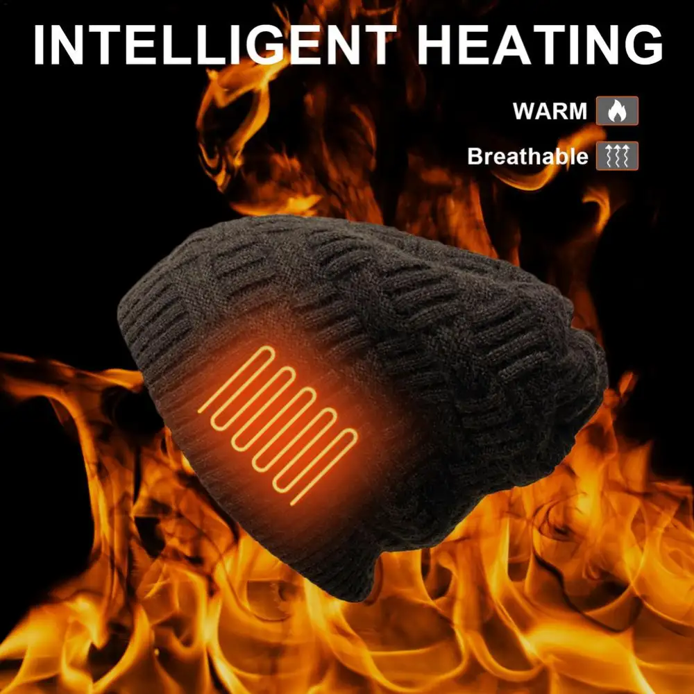 Unisex Fleece Hat Winter Warm Hat USB Rechargeable Electric
