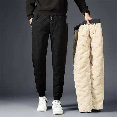 Men's Padded Cotton Trousers with Cashmere