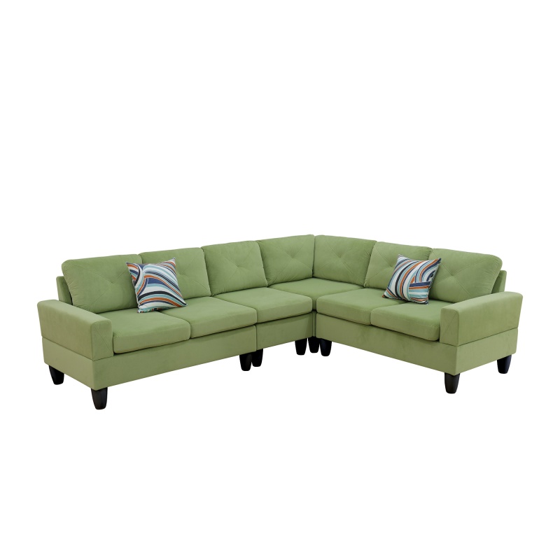 Pickup Only--Apple-Green Massa Flannel 4-Piece Couch Living Room Sofa Set