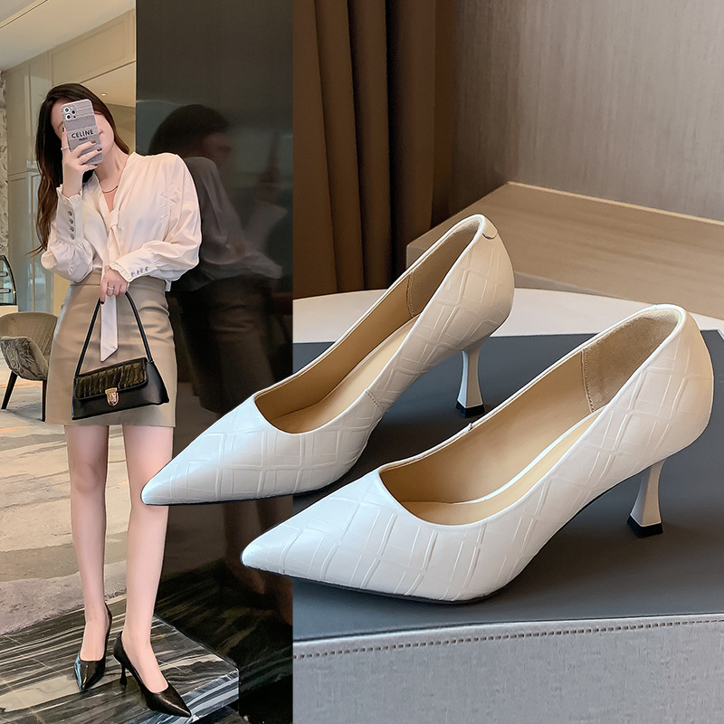 Pointed High Heels Women's Head Layer Sheepskin