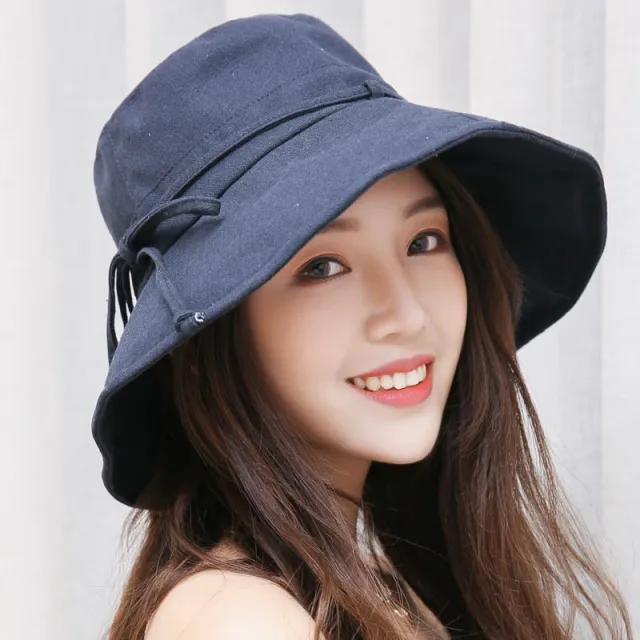 Solid Color Cotton And Linen Fisherman Hat Basin Hat Folding Hat Women Blue - Shop at LoveMi