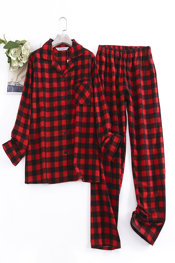 Title 12, Checkered Pure Cotton Womens Pajamas Set Home ...