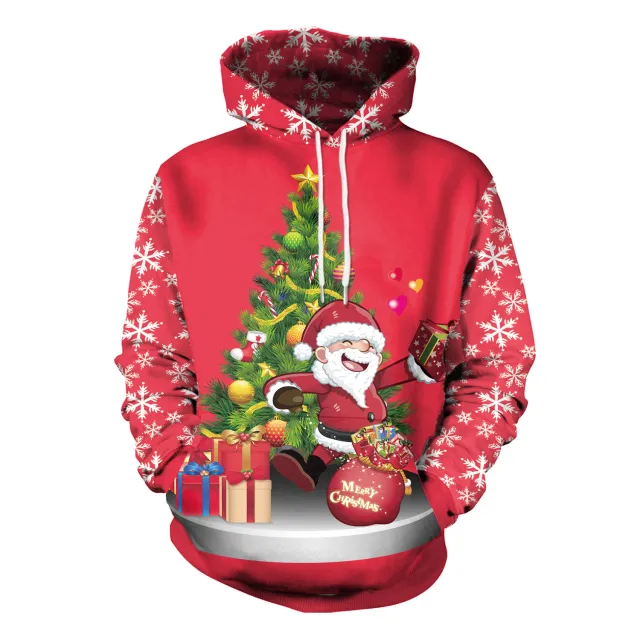 Christmas Women's Loose Versatile Hooded Creative Digital Printed Sweater Performance Dress Sb101034 S - Shop at LoveMi
