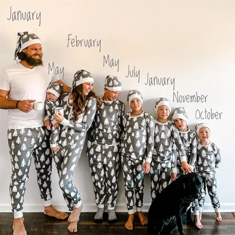 New Christmas Tree Printed Parent-child Suit Home