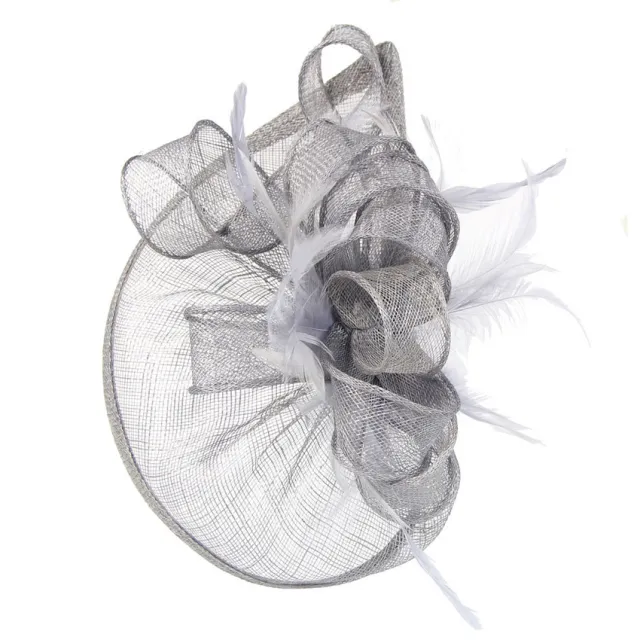 Hemp Yarn Banquet Net Top Hat Bridal Feather Hairpin Grey - Shop at LoveMi