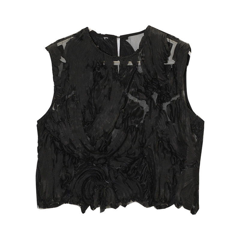 Women's Wavy Cutout Stitching Lace Top