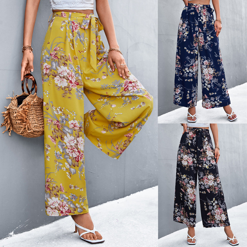 Title 2, Printed Tie Casual Wide Leg Trousers