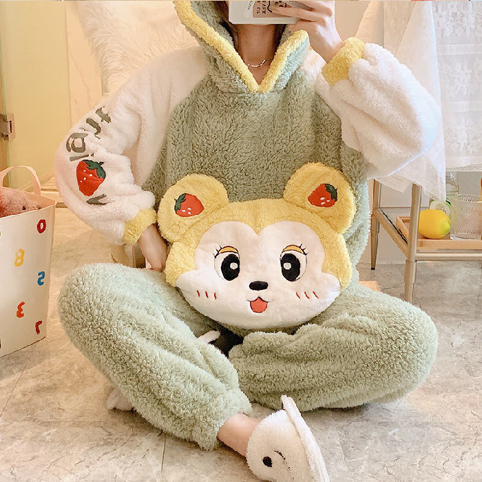 Title 8, Womens Thickened Flannel Pajamas Hooded Lounge...