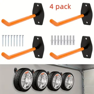 4x Car Tire Wall Mount Brackets, Tire Rim Hooks, Tree Shelf Holders