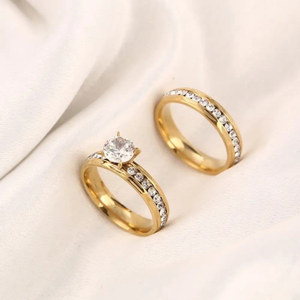 Gold Wedding Rings Stainless Steel Engagement Ring for Women