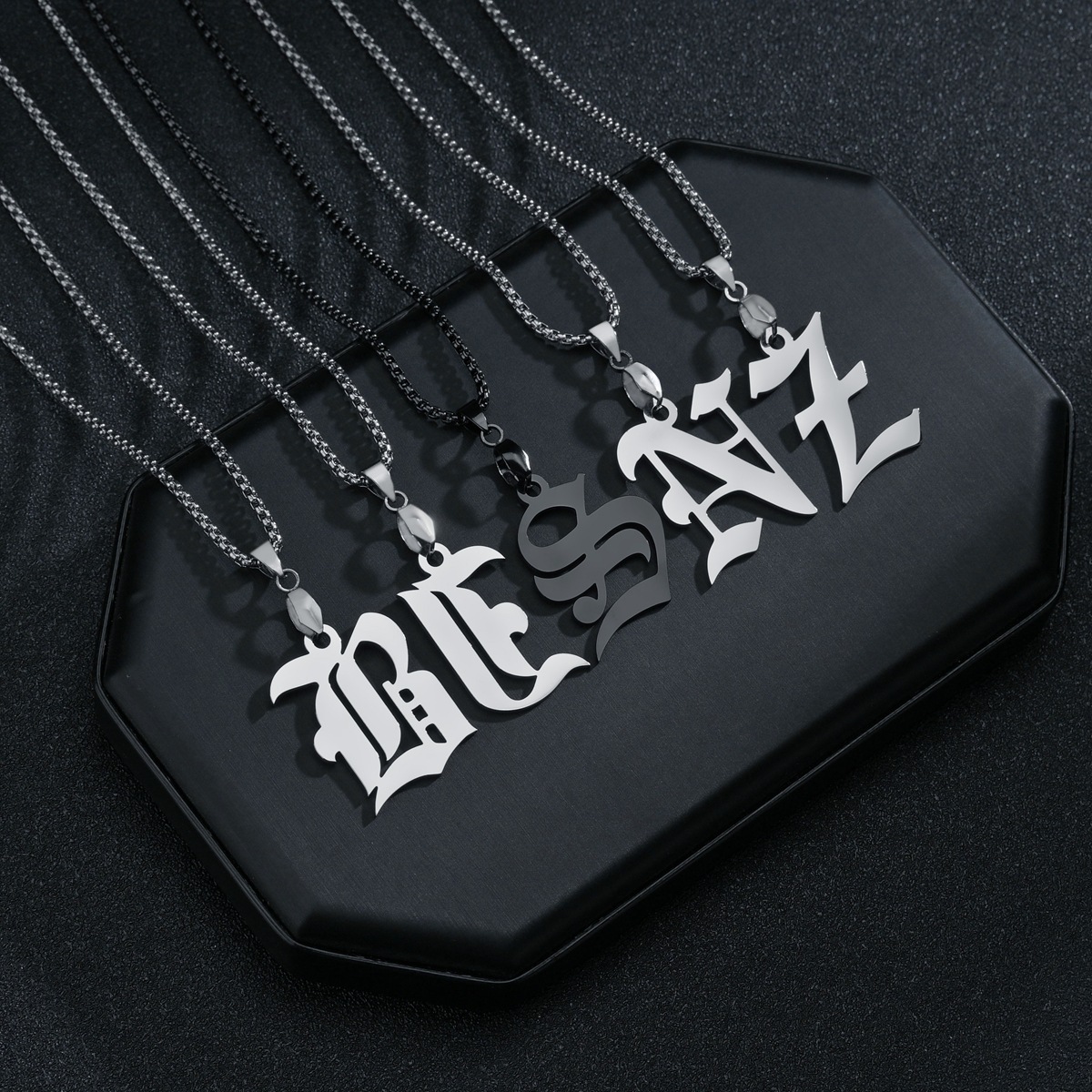 26 English Letters Military Nameplate Necklace Pendant