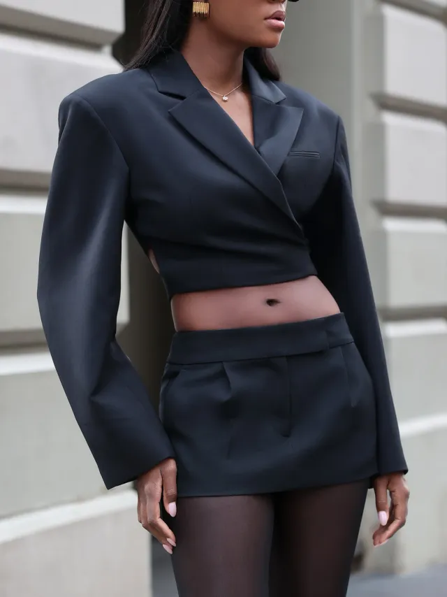 Corp Black Blazer Shorts Set Black - Shop at LoveMi