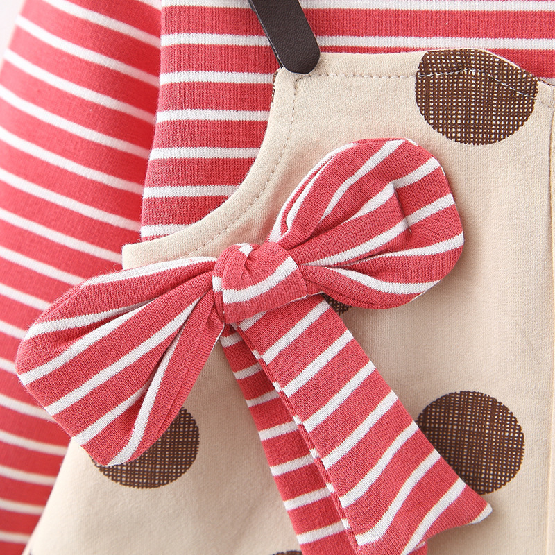 Children's Solid Color Stripes Splicing Sling Dots Fake Two-piece Skirt - Image 3