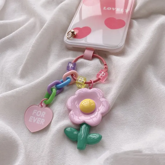Japanese Girls Sweet And Cute Frosted Two Tone Bear Soft Candy Keychain Pink2 - Shop at LoveMi