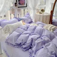 Cream Series Girl Lace Single Three-piece Set - Purple - View 1