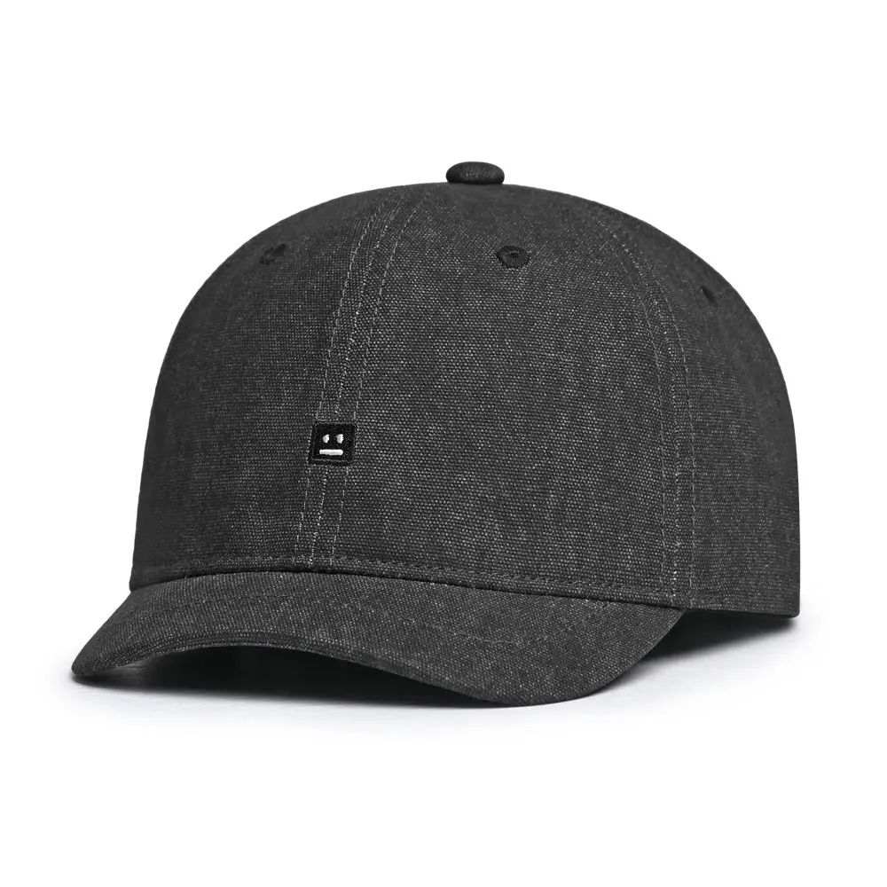 Solid-color Embroidered Robot Smiling Face Short Brim