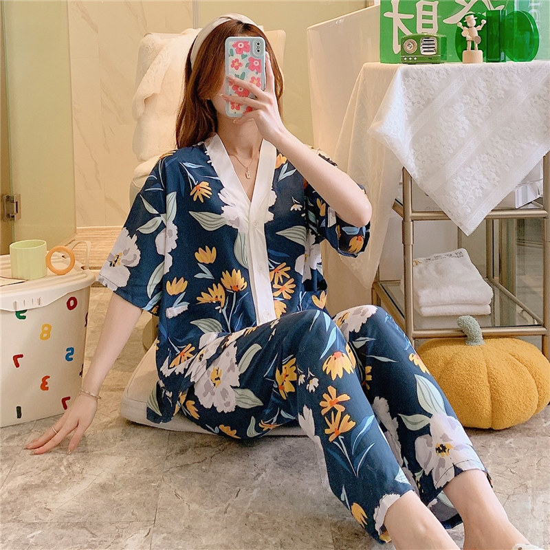 Oversized Printed Short Sleeved Cardigan Set
