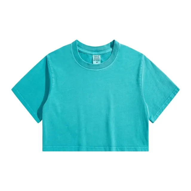 High Waist Cropped T Shirt With Navel Design Washed Tiffany L - Shop at LoveMi