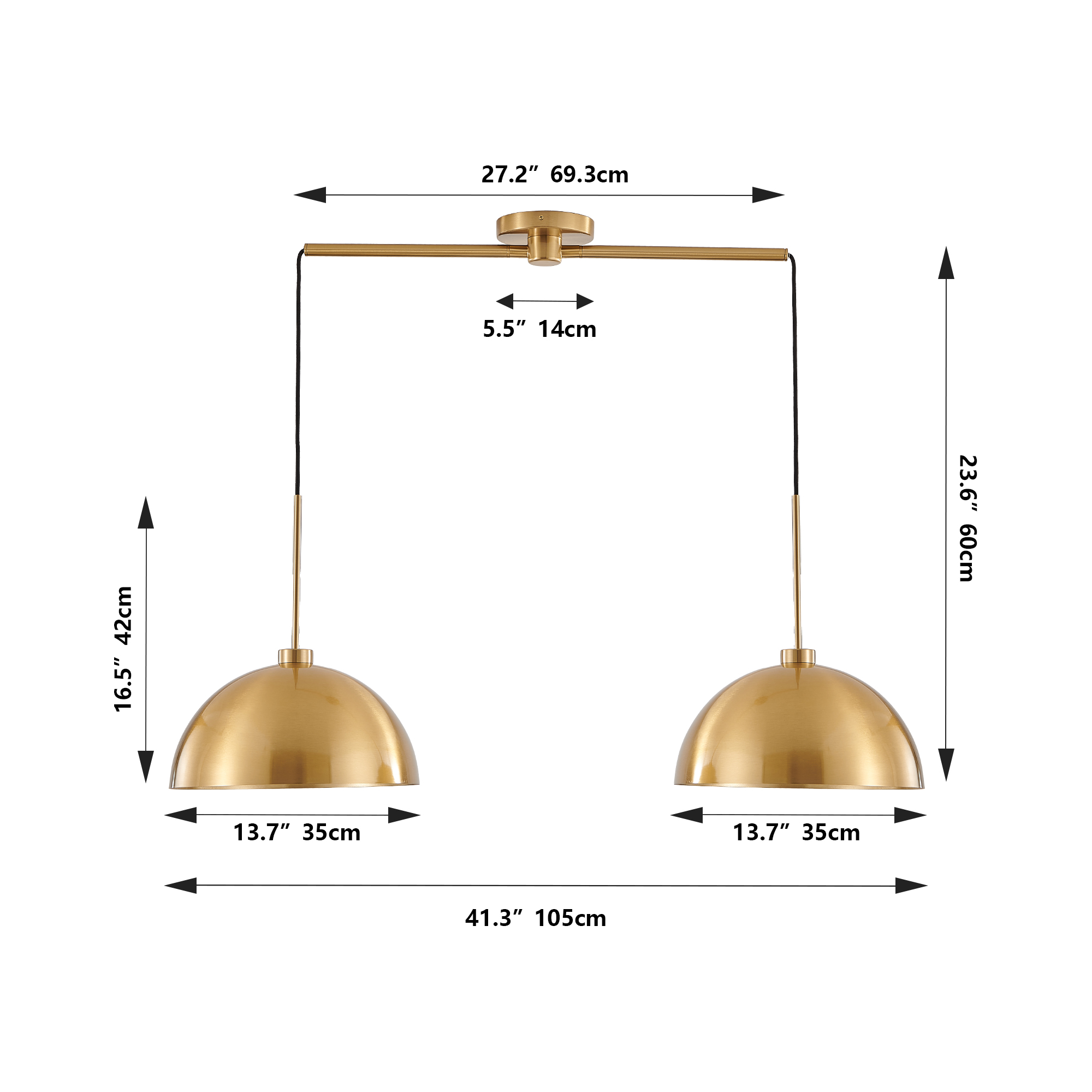 41inch Industrial Modern Copper Color Double Pendant Light Adjustable Ceiling Hanging Lamp With Bright Finish For Dining Room, Kitchen, Or Living Room Stylish And Durable Lighting Fixture No 