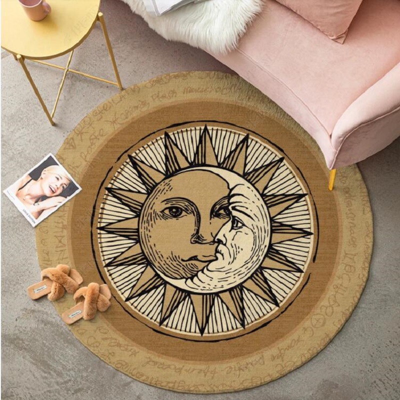 Nordic Geometric Round Crystal Velvet Floor Mat Household Absorbent Coffee Table Mat