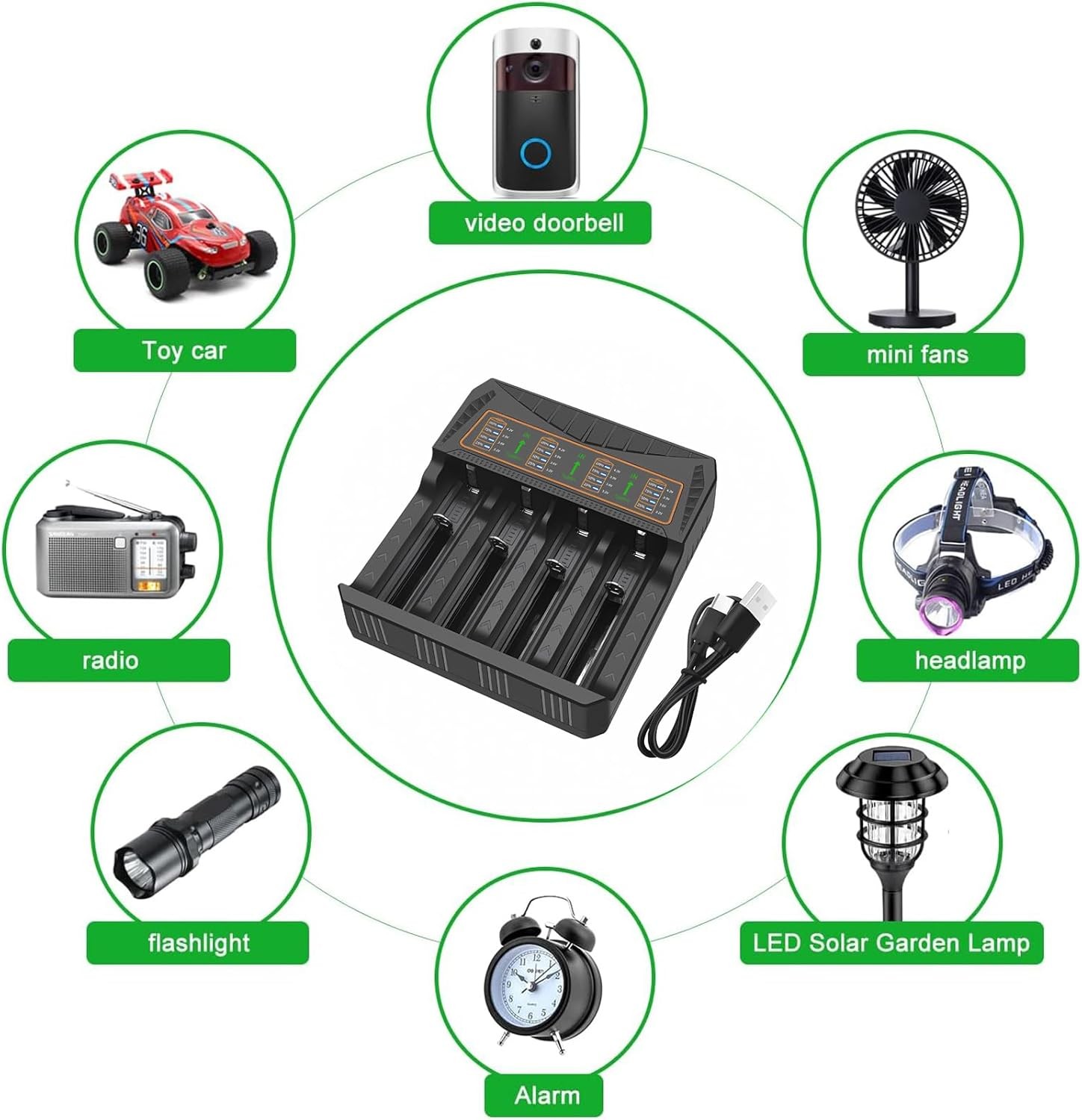 4-Slot LED Smart Battery Charger USB For Rechargeable AA AAA Nimh Battery 18650 — foto 6