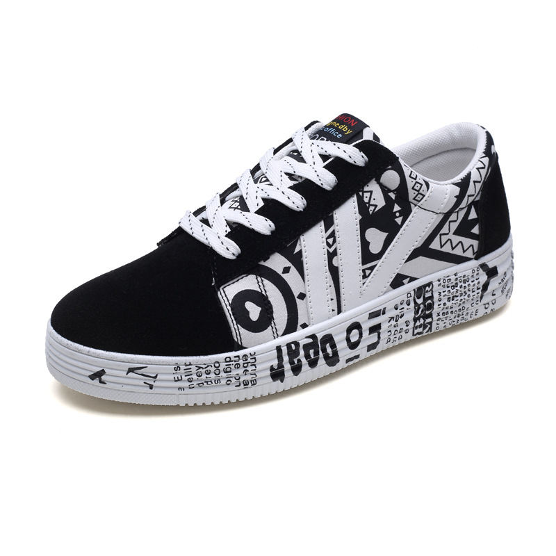 Title 3, New autumn fashion graffiti low-cut canvas shoes