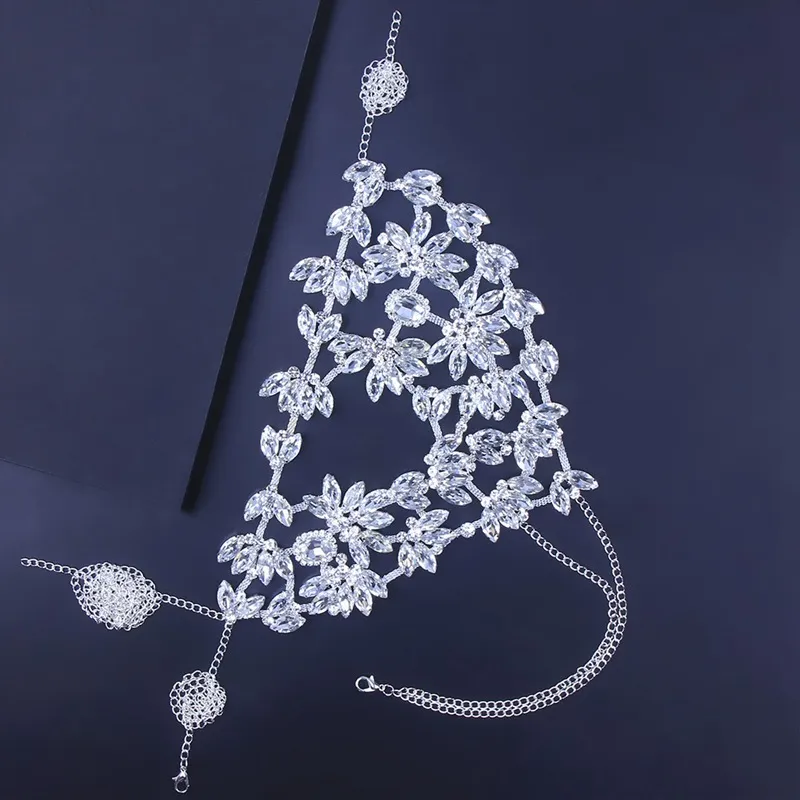 Fashion Accessories Exaggerated Rhinestone Mask Ball Party Performance - Silver