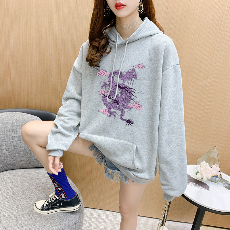 Title 3, Cartoon Hooded Sweater Women Plus Velvet Dragon...