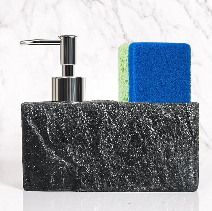Marble Soap Dispenser, Kitchen Sponge Holder Organizer, Refillable Dish Soap And Hand Wash Bottle Set, Countertop Sink Caddy, Desktop Cleaning Liquid Storage Box