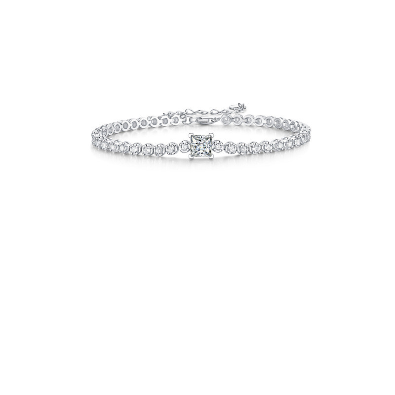 Bracelet S925 Silver Inlay Moissanite Rubik's Cube