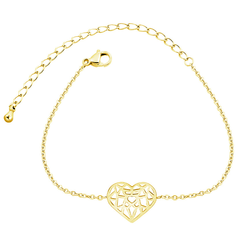 Charm Romantic Jewelry Retro National Love Heart Net Bracelet Female Girl Gold Silver Bracelet Jewelry