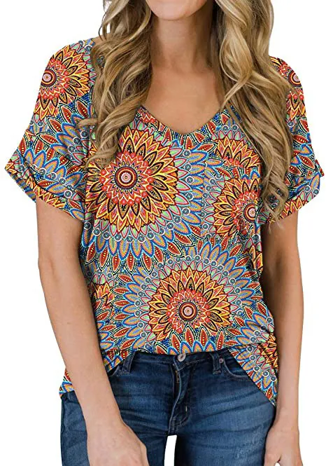 Women's V Neck Pocket Tee Roll Orange - Shop at LoveMi