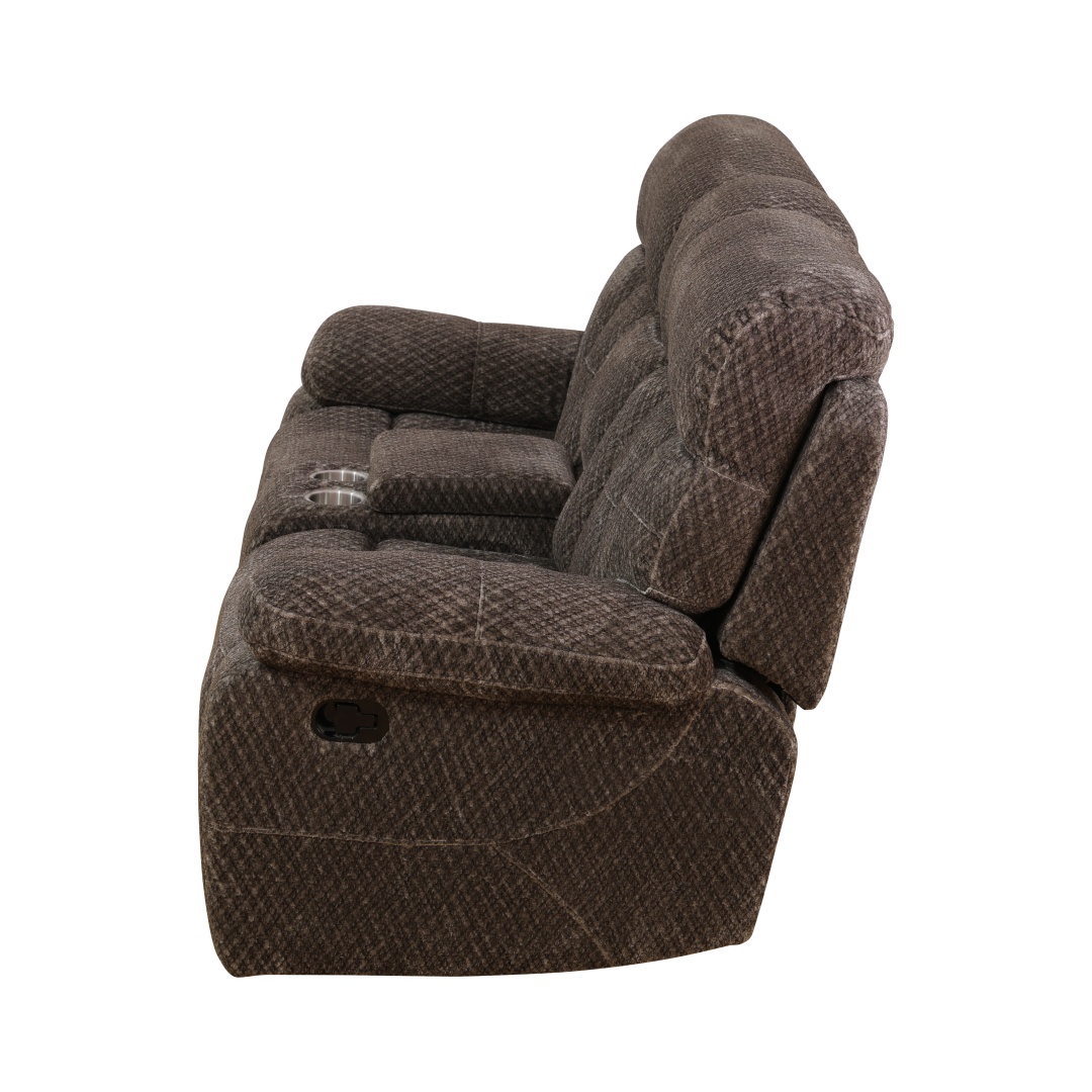 Pickup Only--Brown Cashmere Fleece Living Room Recliner Intelligent 3-Piece Sofa Set