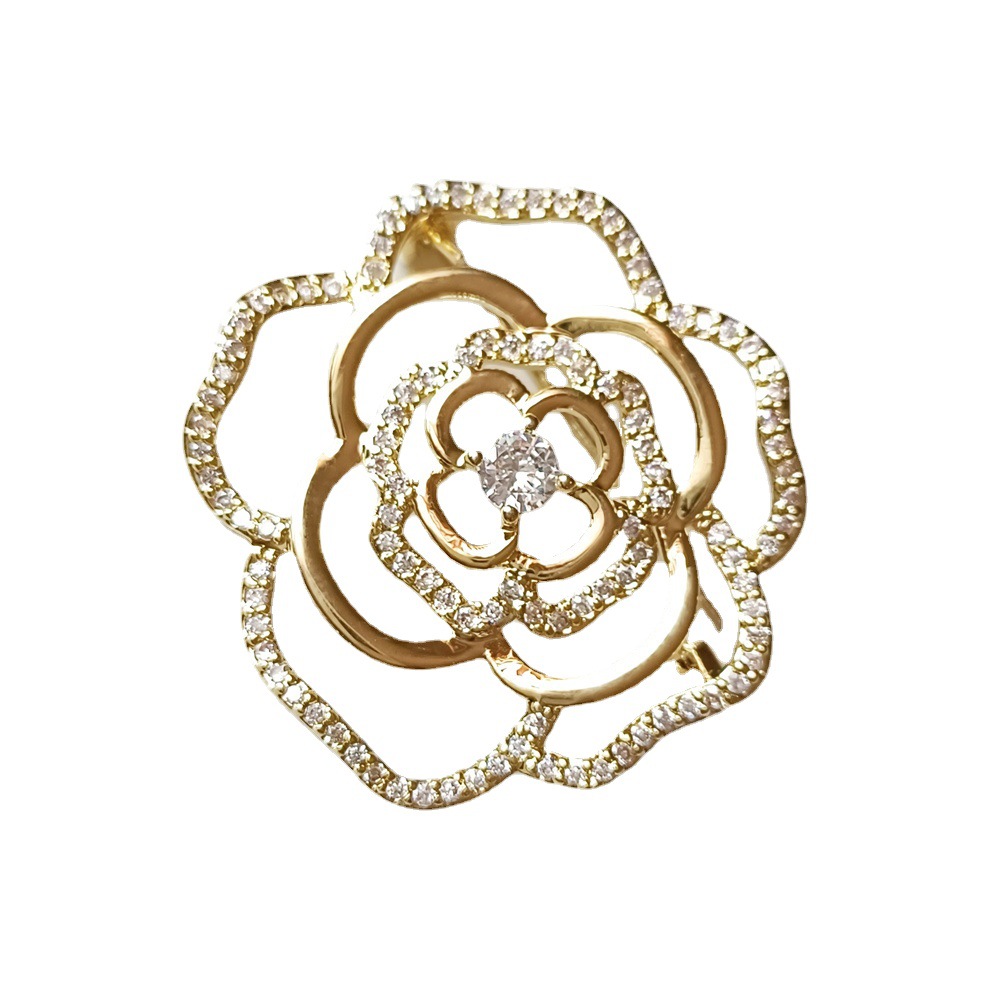 Title 2, High-grade Rose Hollow Brooch Exquisite Female