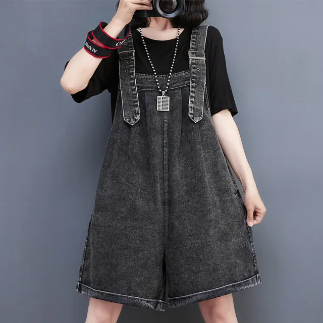 Large Size Women's New Fashion Denim Overalls Shorts Women Black - Shop at LoveMi