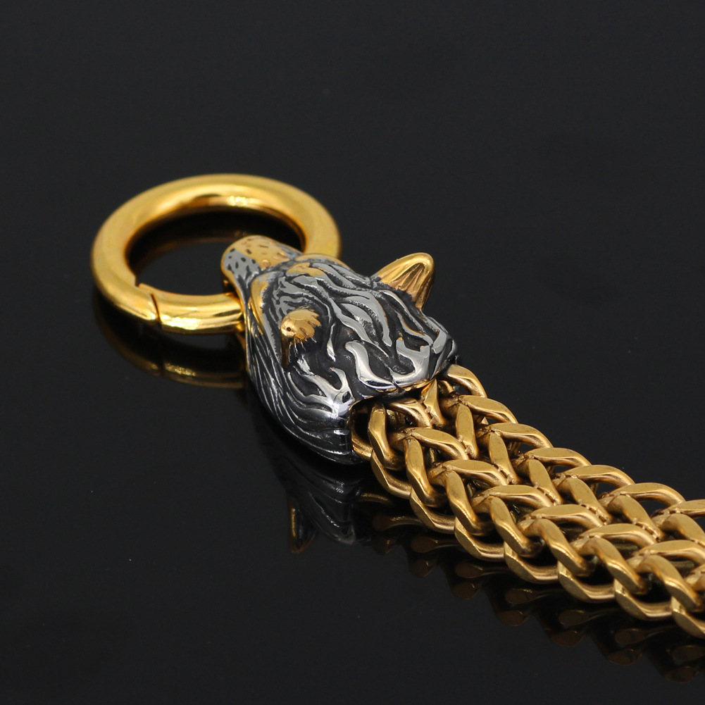 Hip-hop Style Domineering Wolf Head Stainless Steel Men's Bracelet