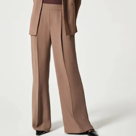 Solid Color Simple Casual Wide Micro Flared Pants Coffee - Shop at LoveMi