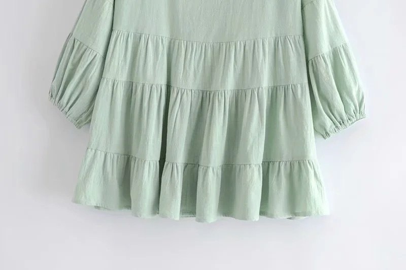 Women's Loose Solid Color Round Neck Drop Back Pullover Shirt Blouse