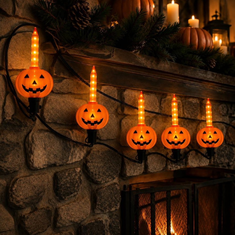 7.5FT Halloween Pumpkin Bubble Lights With Shatterproof Pumpkin Lights Vintage Plug In Halloween String Lights Waterproo