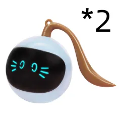 Pet Smart Interactive Colourful LED Rotating Ball - 2Pcs Black - View 1