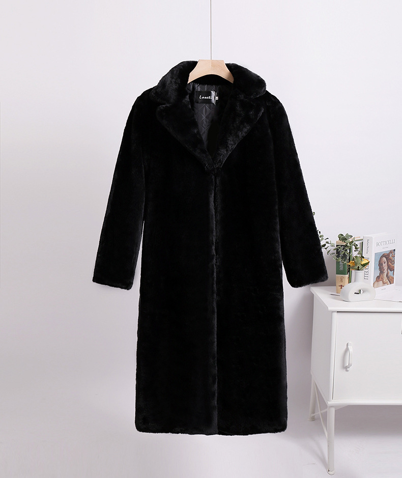 Stitching Coat Women's Wool And Fur Coat Mid-length