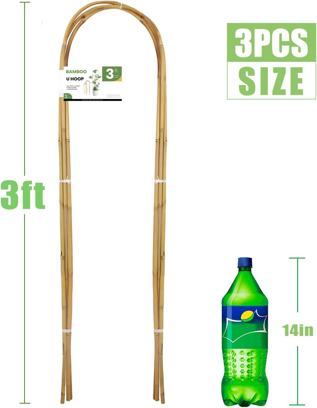 Bamboo U-Hoops Trellis, 3 ft, 3-Pack, picture 2 of 2