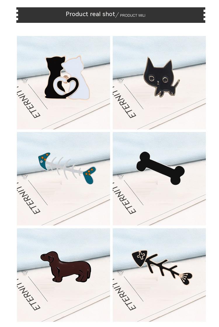 Title 4, Creative Pet Cat Alloy Pin Fishbone Broochcollar