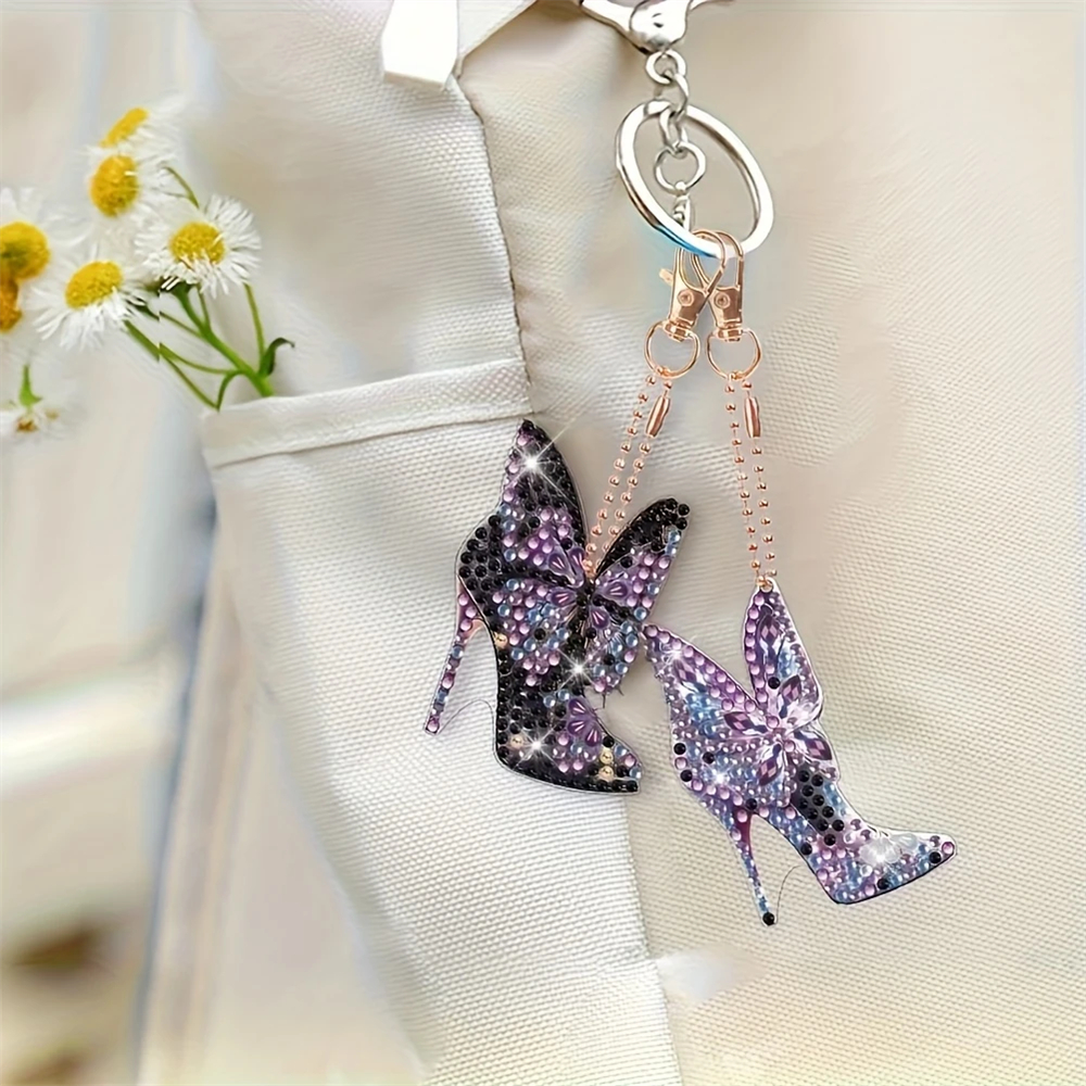 DIY Diamond Painting Keychain - High Heel Pattern, DIY Decoration, Diamond Kit Craft Supplies, Handmade Mosaic Painting Keychain DIY Set Suitable For Beginners, Creative Handmade Craft Gift Set 6