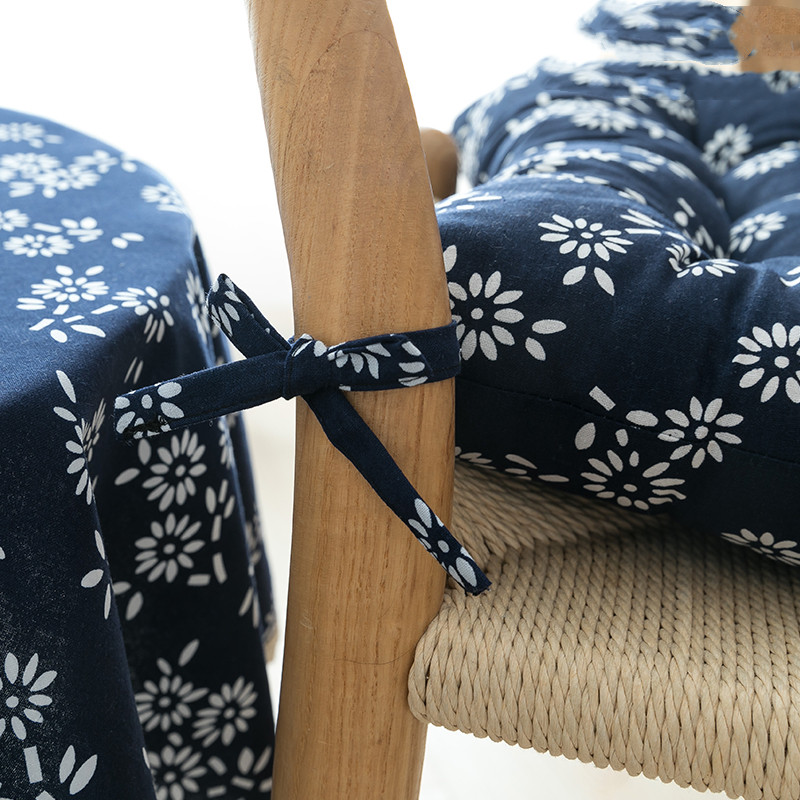 Blue And Floral Cloth Literary Ethnic Style Retro Dining Chair — foto 2