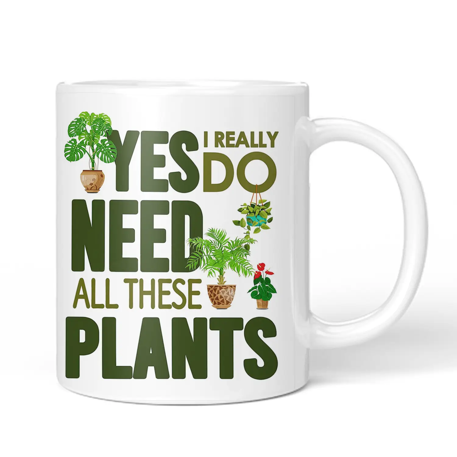 Ceramic Coffee Mug with Botanical Plant Print Design