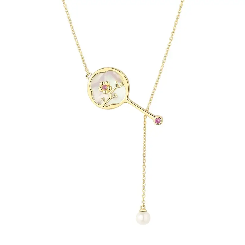 S925 Sterling Silver Necklace Female Plum Blossom Pendant White Fritillary Clavicle Chain