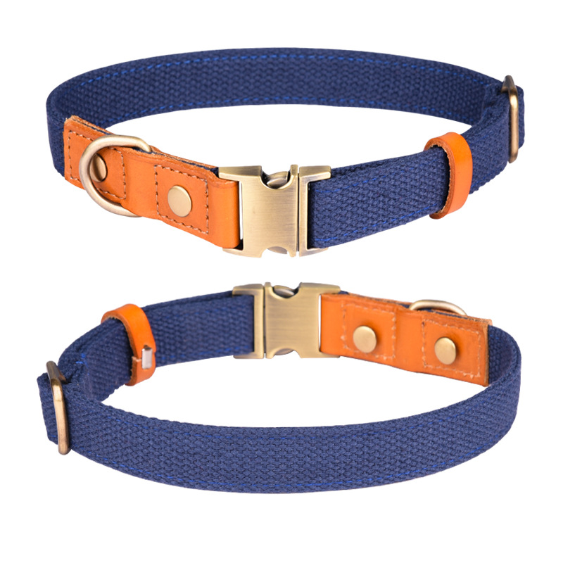Engraved Pet Collar Comfortable Leather Dark Blue - Shop at LoveMi