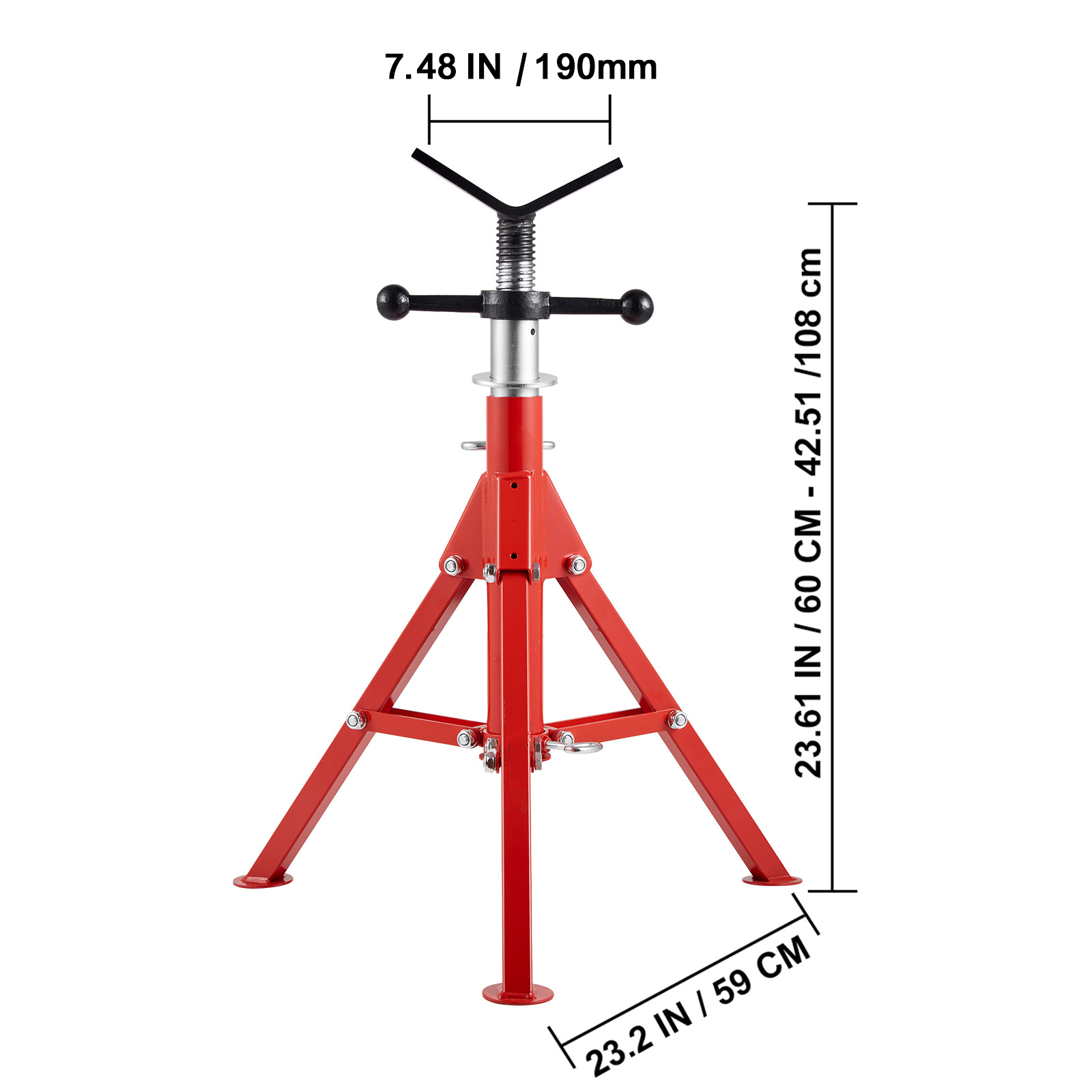 VEVOR V Head Pipe Stand Capacity, Adjustable Height Load Capacity, Portable Folding Pipe Stands, Carbon Steel Body More Durable image 5